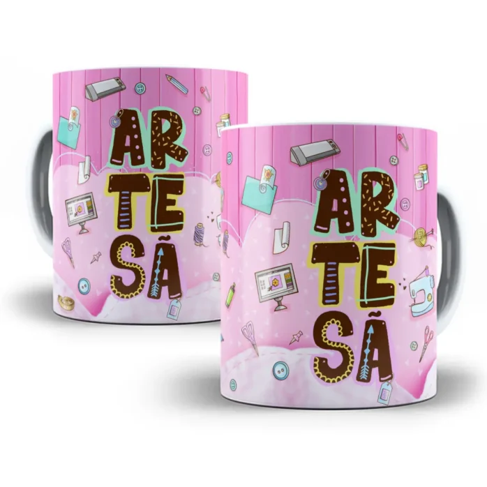 Design Caneca Profissão Artesã em Rosa