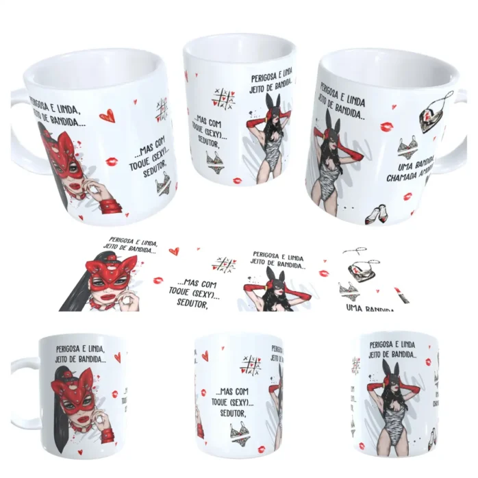 Design de Caneca Jeito de Bandida para Sublimação