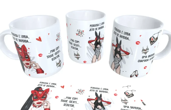Design de Caneca Jeito de Bandida para Sublimação