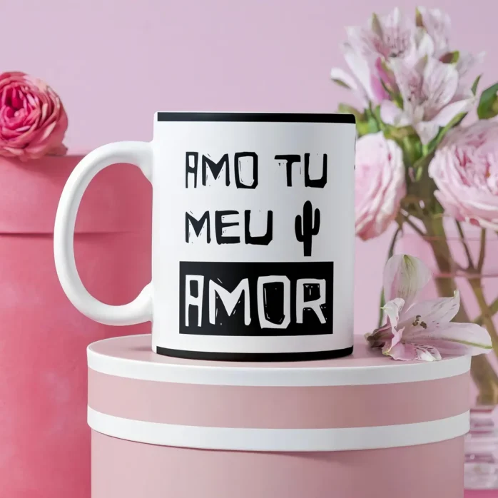 Design de Caneca para Enamorados - Estilo Xilogravura JPG