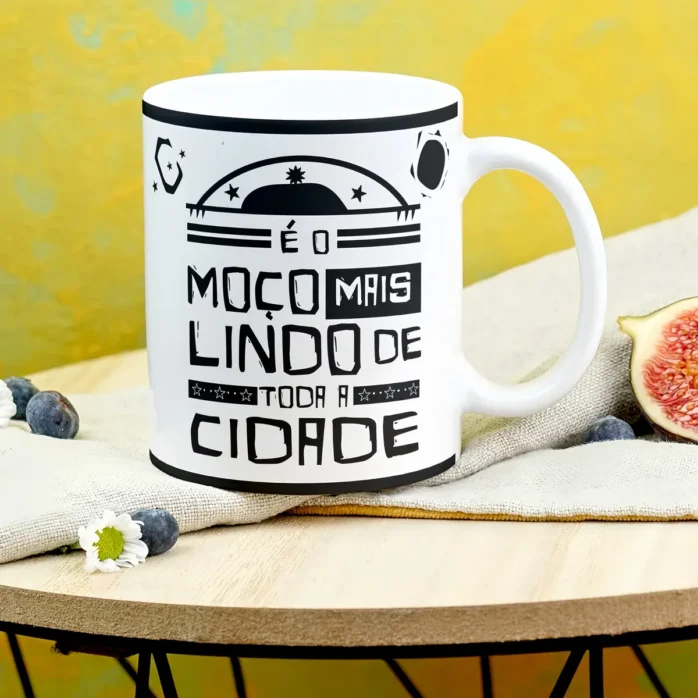 Design de Caneca para Enamorados - Estilo Xilogravura JPG
