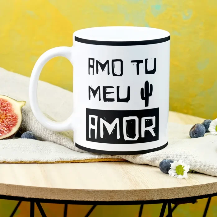 Design de Caneca para Enamorados - Estilo Xilogravura JPG