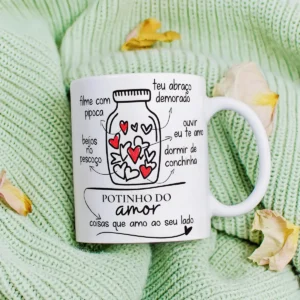 Design de Caneca Temática "Potinho do Amor" em Formato JPG
