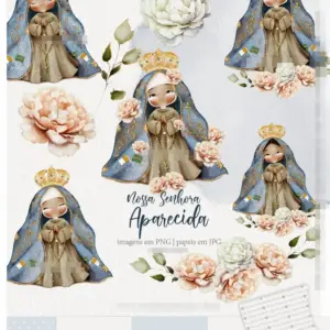 Design de Nossa Senhora Aparecida em Aquarela PNG