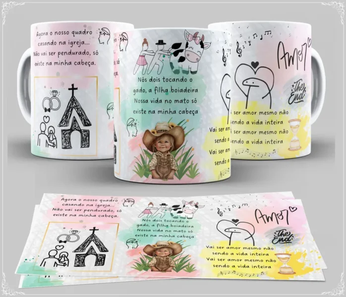 Design para Caneca Musical - Ana Castela CorelDraw