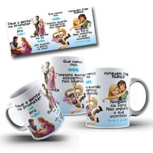 Design para Caneca Promessas de Amor com Rapunzel Editável