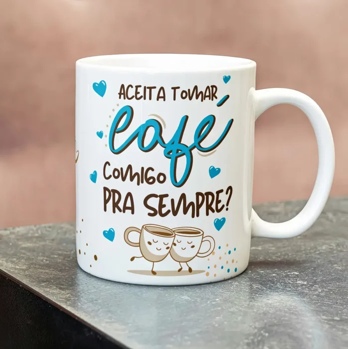 Design Romantico Para Caneca Aceita Cafe Comigo 2