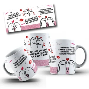 Design Romântico para Caneca - Dê Um Beijo