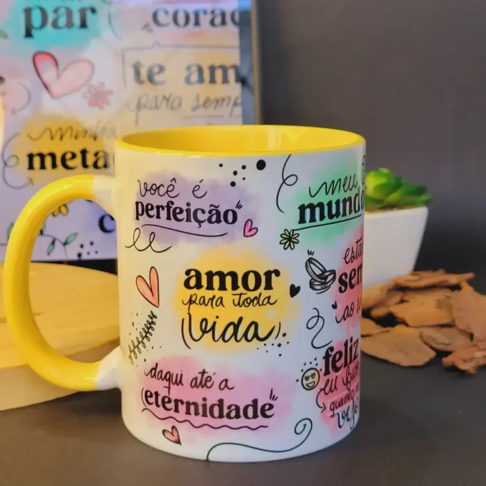 Design Romântico para Sublimação em Caneca Namorados