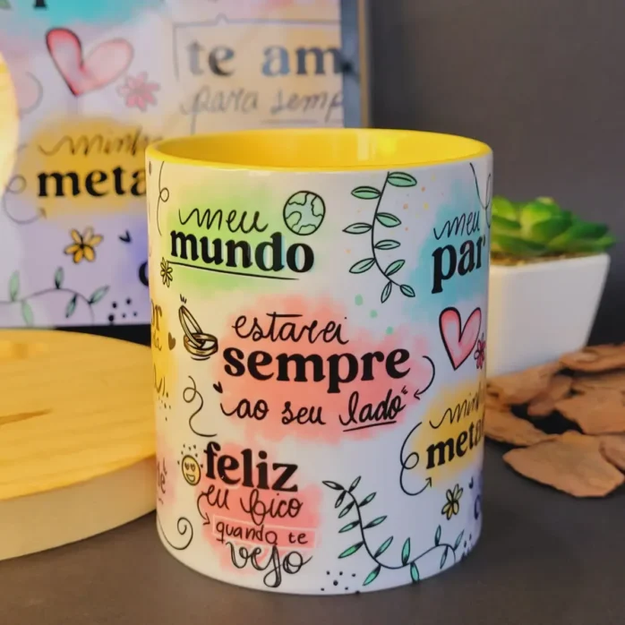 Design Romântico para Sublimação em Caneca Namorados