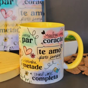 Design Romântico para Sublimação em Caneca Namorados