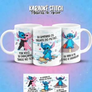 Designs de Caneca com Stitch Cantando Músicas de Amor