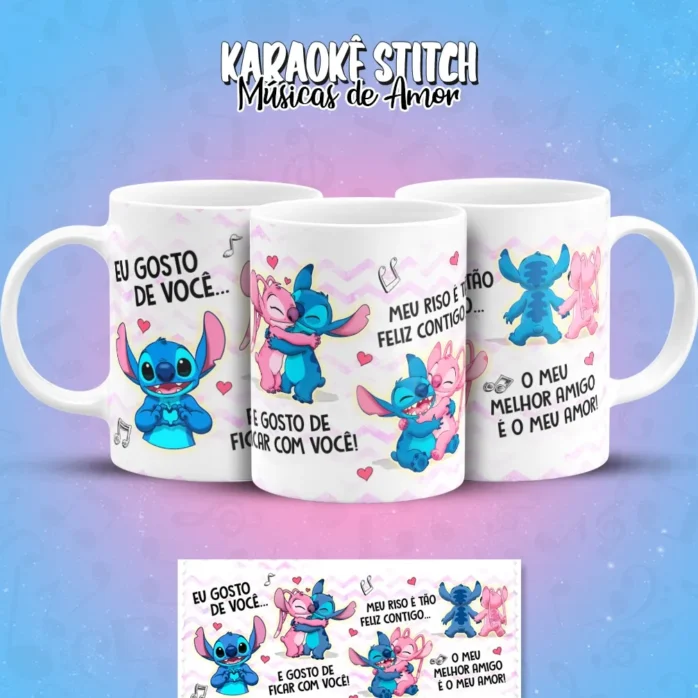 Designs de Caneca com Stitch Cantando Músicas de Amor