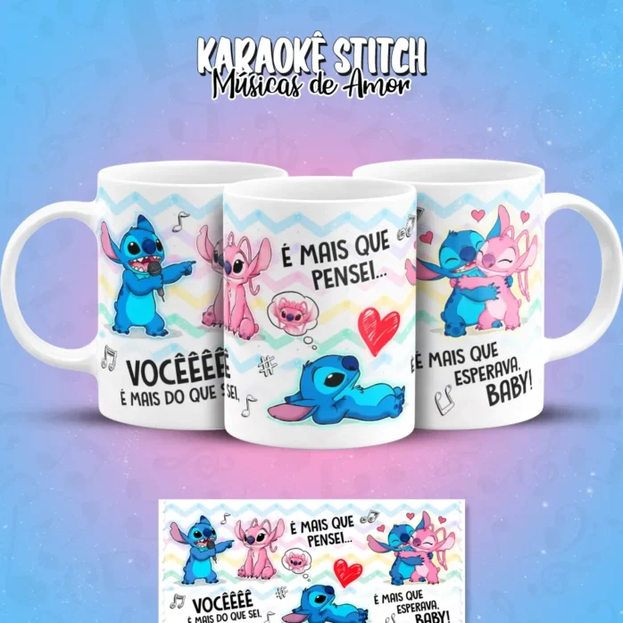 Designs de Caneca com Stitch Cantando Músicas de Amor
