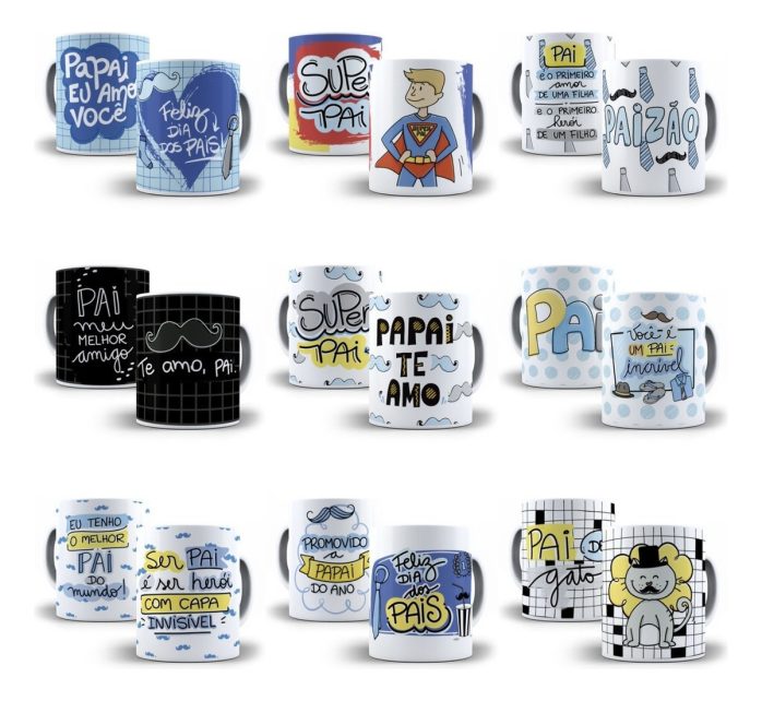 Designs Em Corel Dia Pais Sublimação Caneca Camisa Almofada
