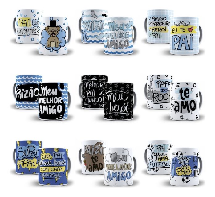 Designs Em Corel Dia Pais Sublimação Caneca Camisa Almofada