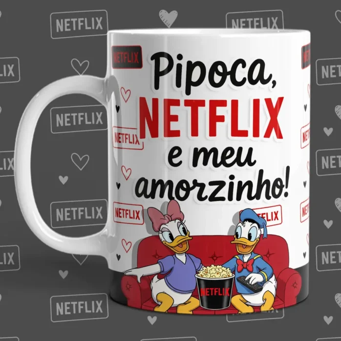 Designs Românticos para Caneca - Netflix e Amor