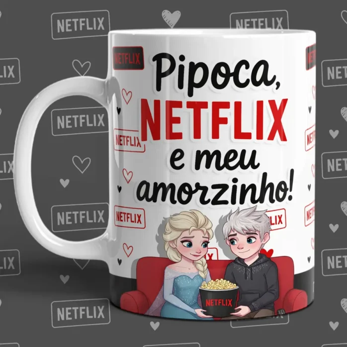 Designs Românticos para Caneca - Netflix e Amor