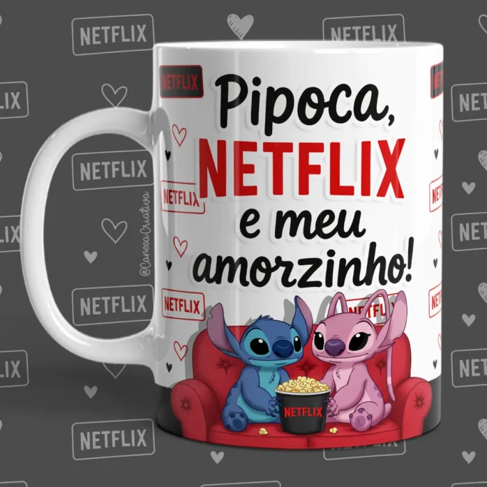Designs Românticos para Caneca - Netflix e Amor