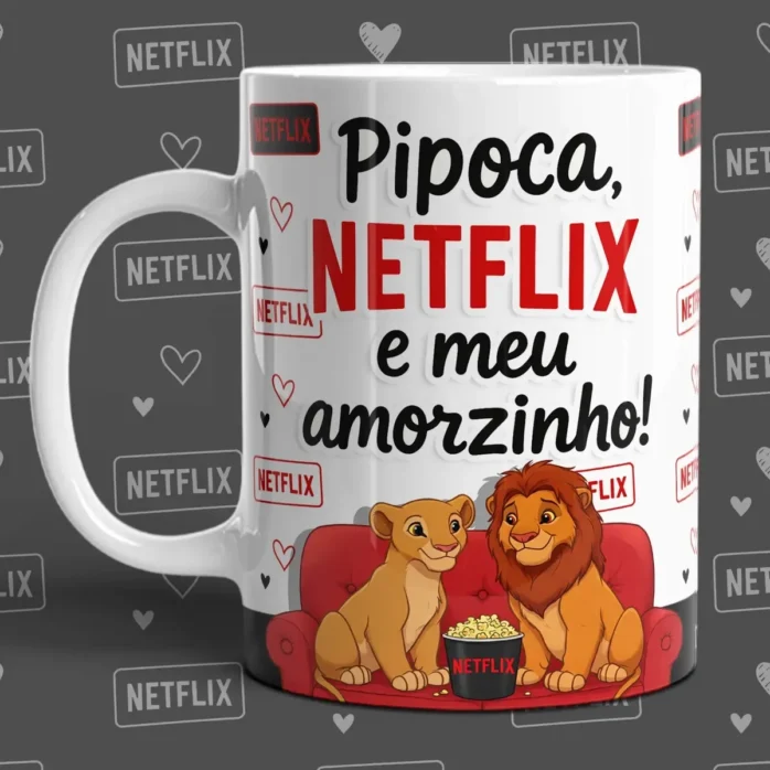 Designs Românticos para Caneca - Netflix e Amor