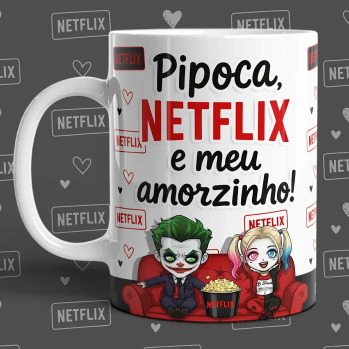 Designs Românticos para Caneca - Netflix e Amor