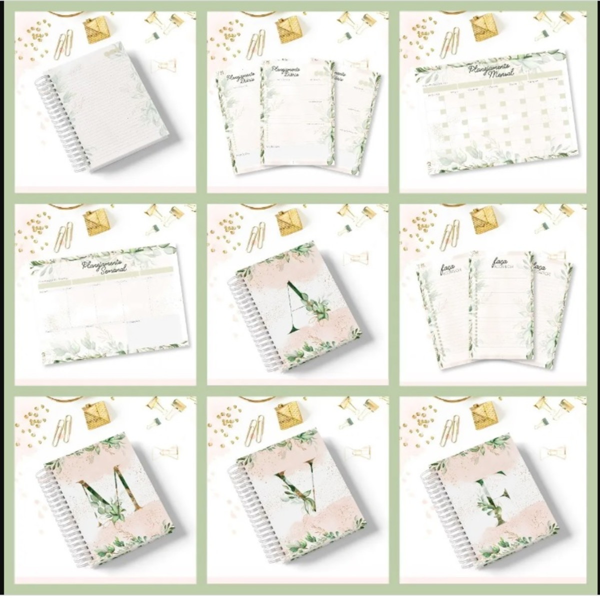 Desk Planner Floral Digital com Alfabeto e Stickers 1 Desk Planner Floral Digital com Alfabeto e Stickers