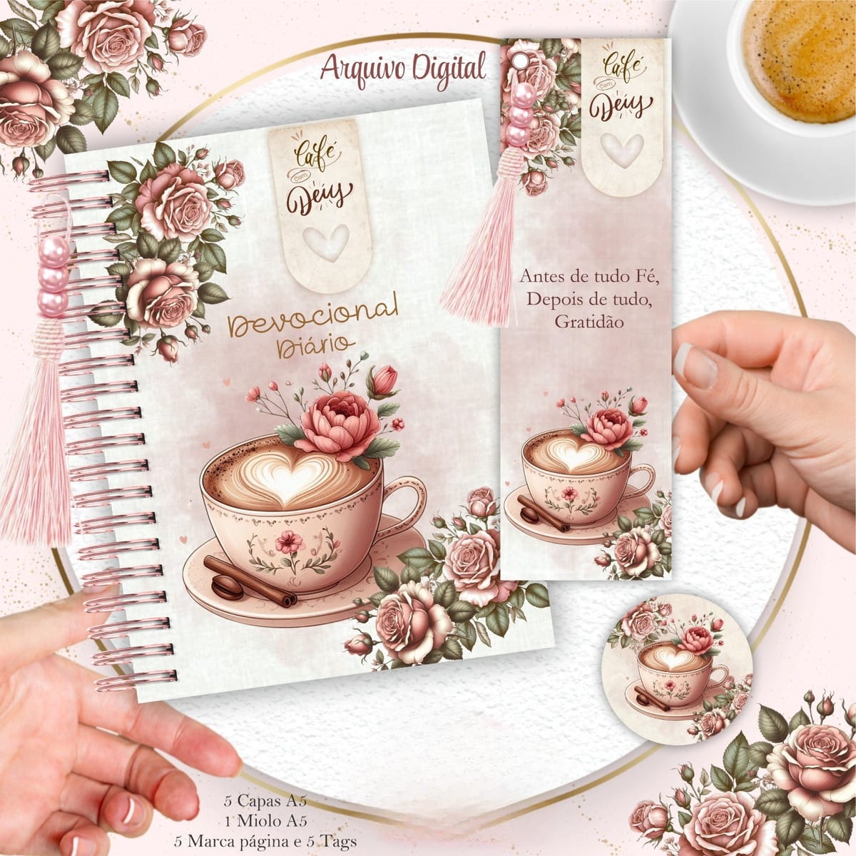 Kit Devocional Café com Deus para Imprimir e Personalizar 1 Kit Devocional Café com Deus para Imprimir e Personalizar