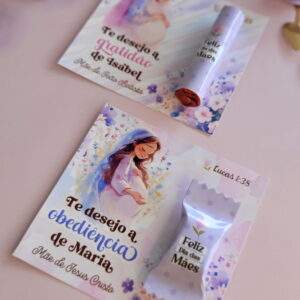 Kit Digital Dia das Mães 2024 com Arte em Aquarela 12 Design de embalagens para Dia das Mães com ilustrações de gestantes e mensagens bíblicas.
