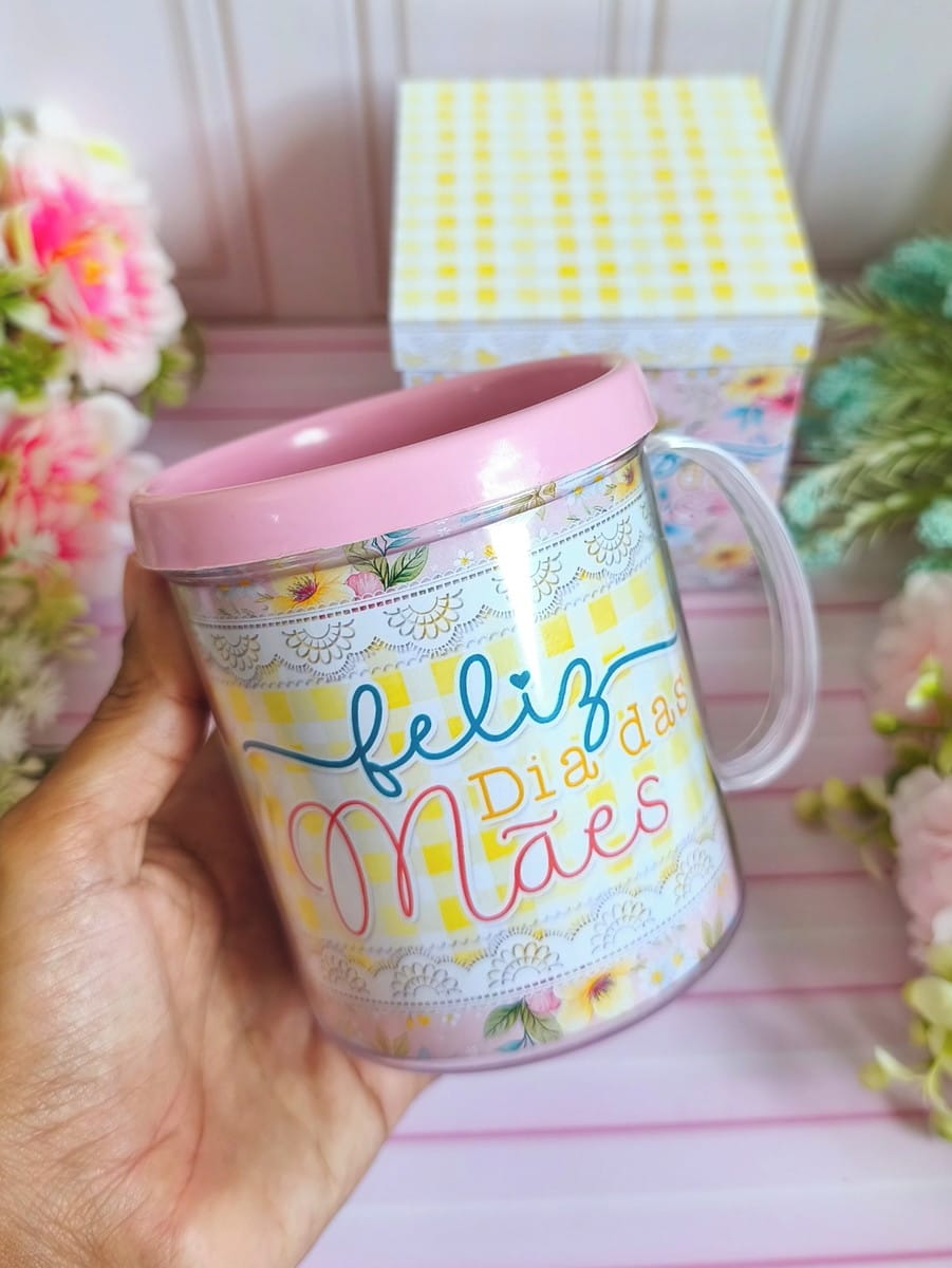 Arquivo Digital Dia das Mães Caneca Caixa com Flores 1 Arquivo Digital Dia das Mães Caneca Caixa com Flores