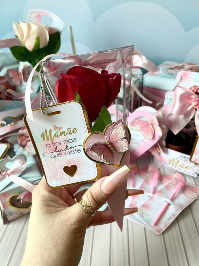 Embalagem Flor Acetato Dia das Mães