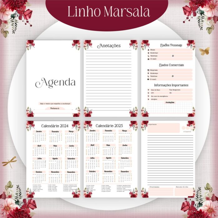 Encadernação 2024 Linho Marsala,