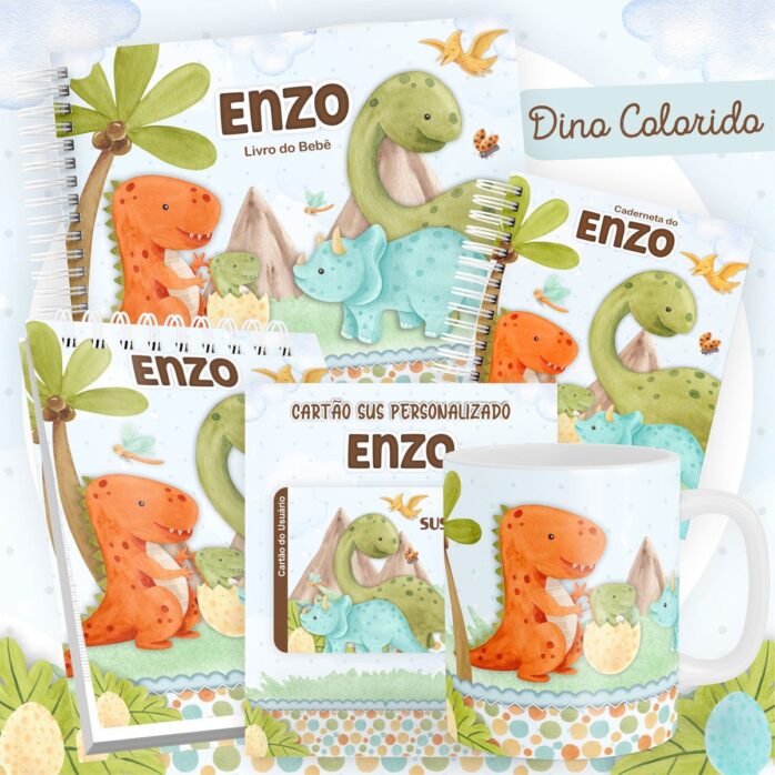 Encadernação Baby Dino Colorido