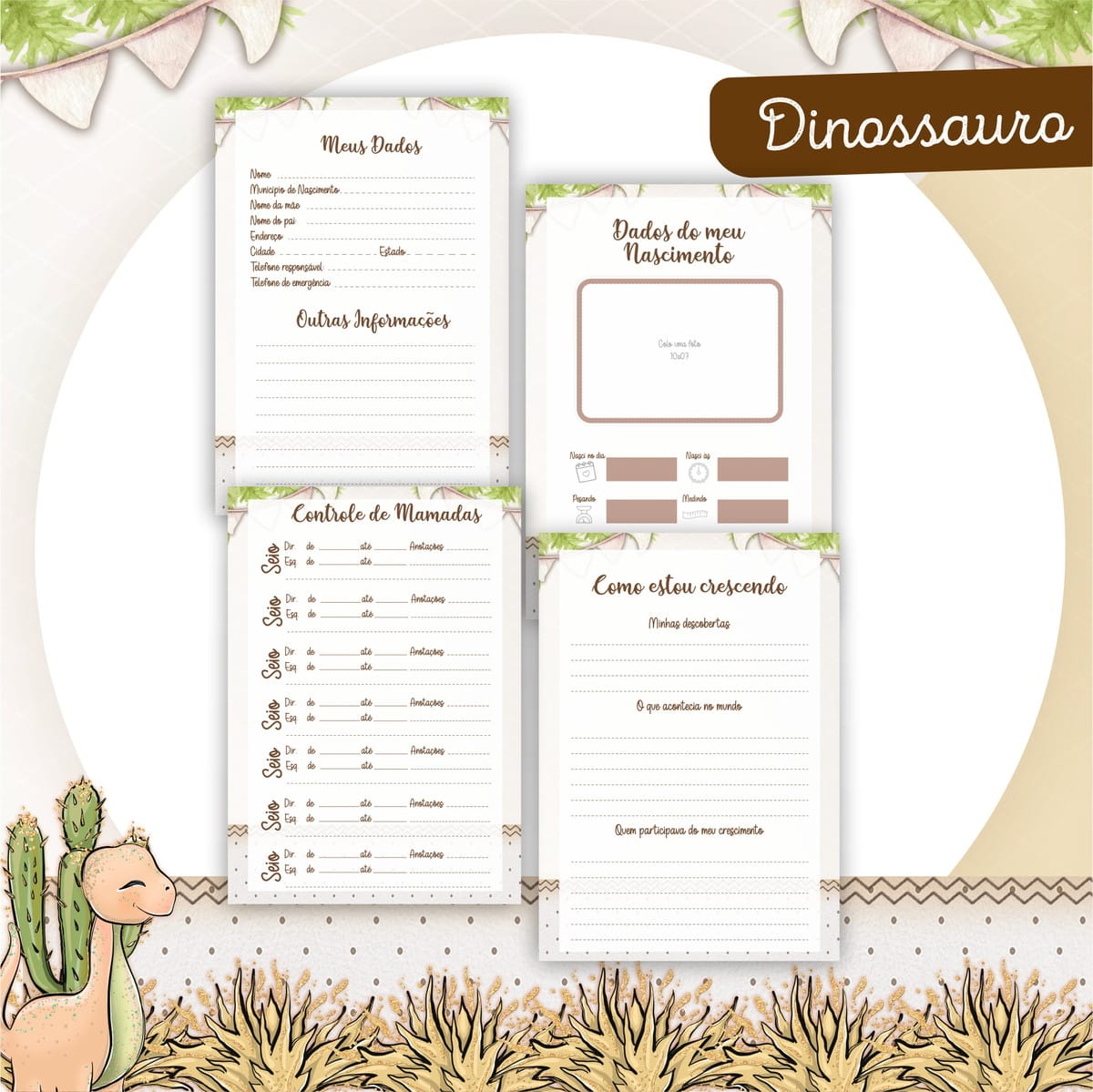 Kit Digital Encadernação Bebê Dino Menino Completo 3 Kit Digital Encadernação Bebê Dino Menino Completo - Imagem 3