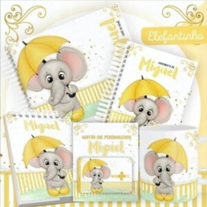 Encadernação Bebê Elefantinho Amarelo