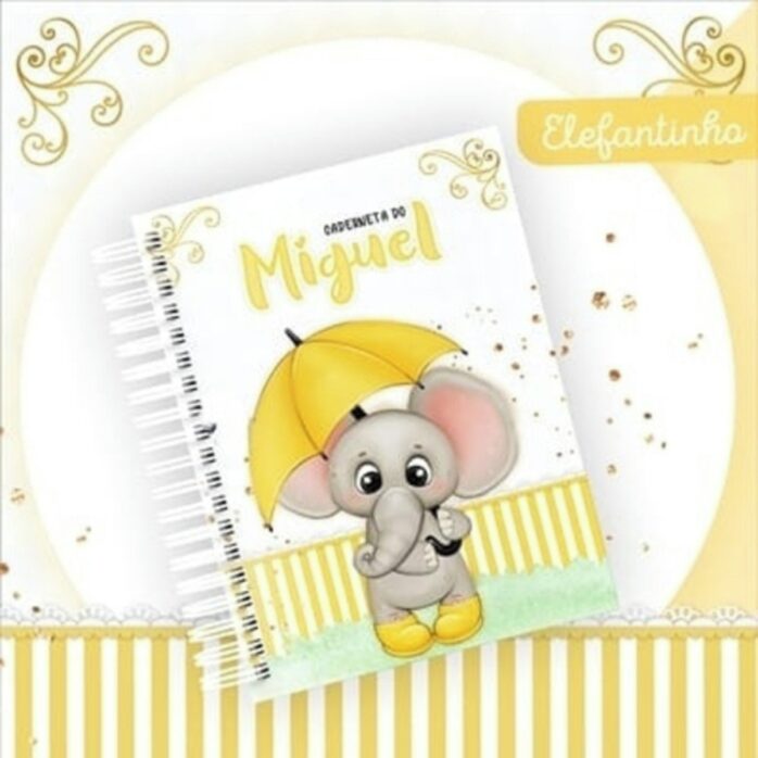 Encadernação Bebê Elefantinho Amarelo