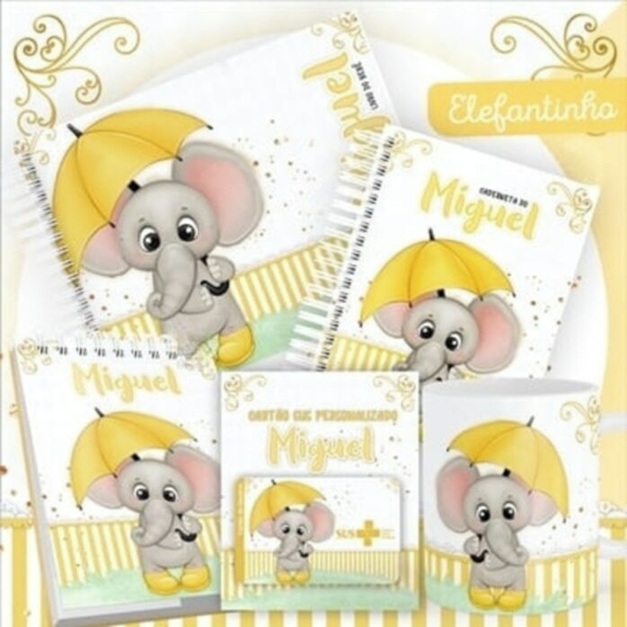 Encadernação Bebê Elefantinho Amarelo