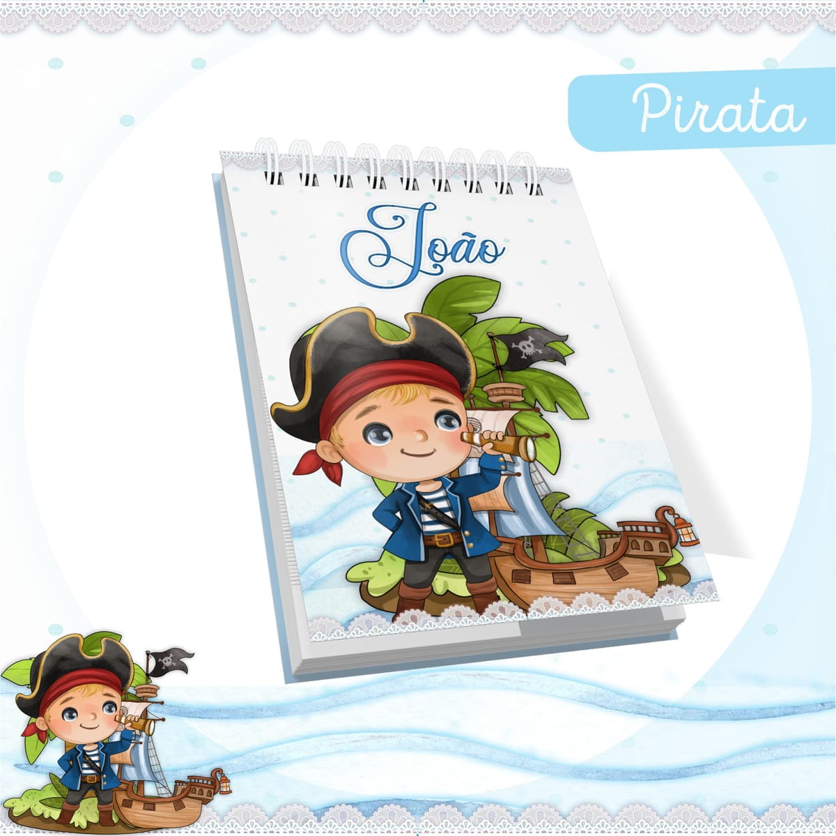 Kit Digital Bebê Pirata para Encadernação e Scrapbooking 2 Kit Digital Bebê Pirata para Encadernação e Scrapbooking - Imagem 2