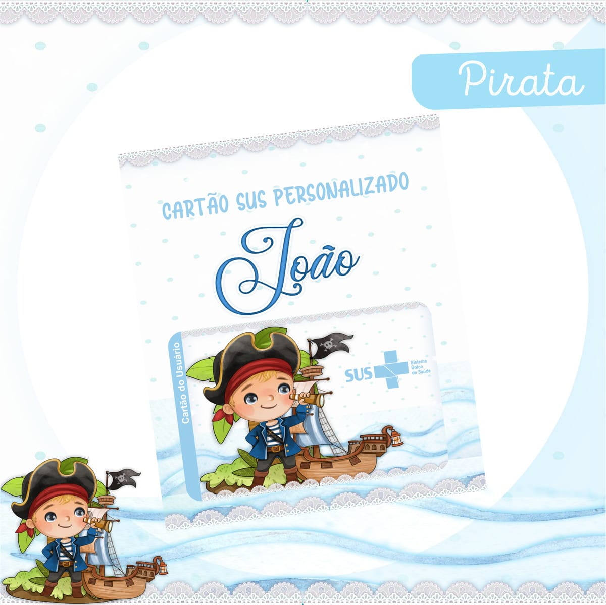 Kit Digital Bebê Pirata para Encadernação e Scrapbooking 3 Kit Digital Bebê Pirata para Encadernação e Scrapbooking - Imagem 3