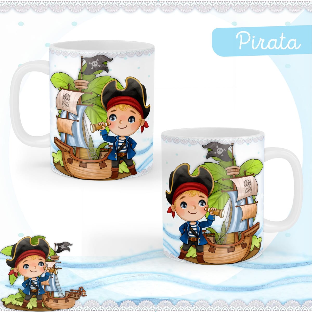 Kit Digital Bebê Pirata para Encadernação e Scrapbooking 4 Kit Digital Bebê Pirata para Encadernação e Scrapbooking - Imagem 4