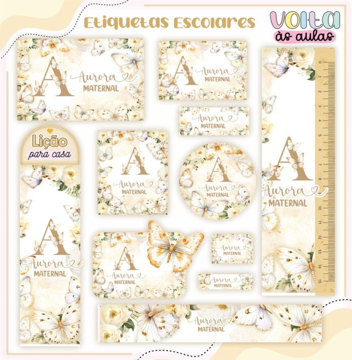 Encadernação Escolar Floral Alfabeto