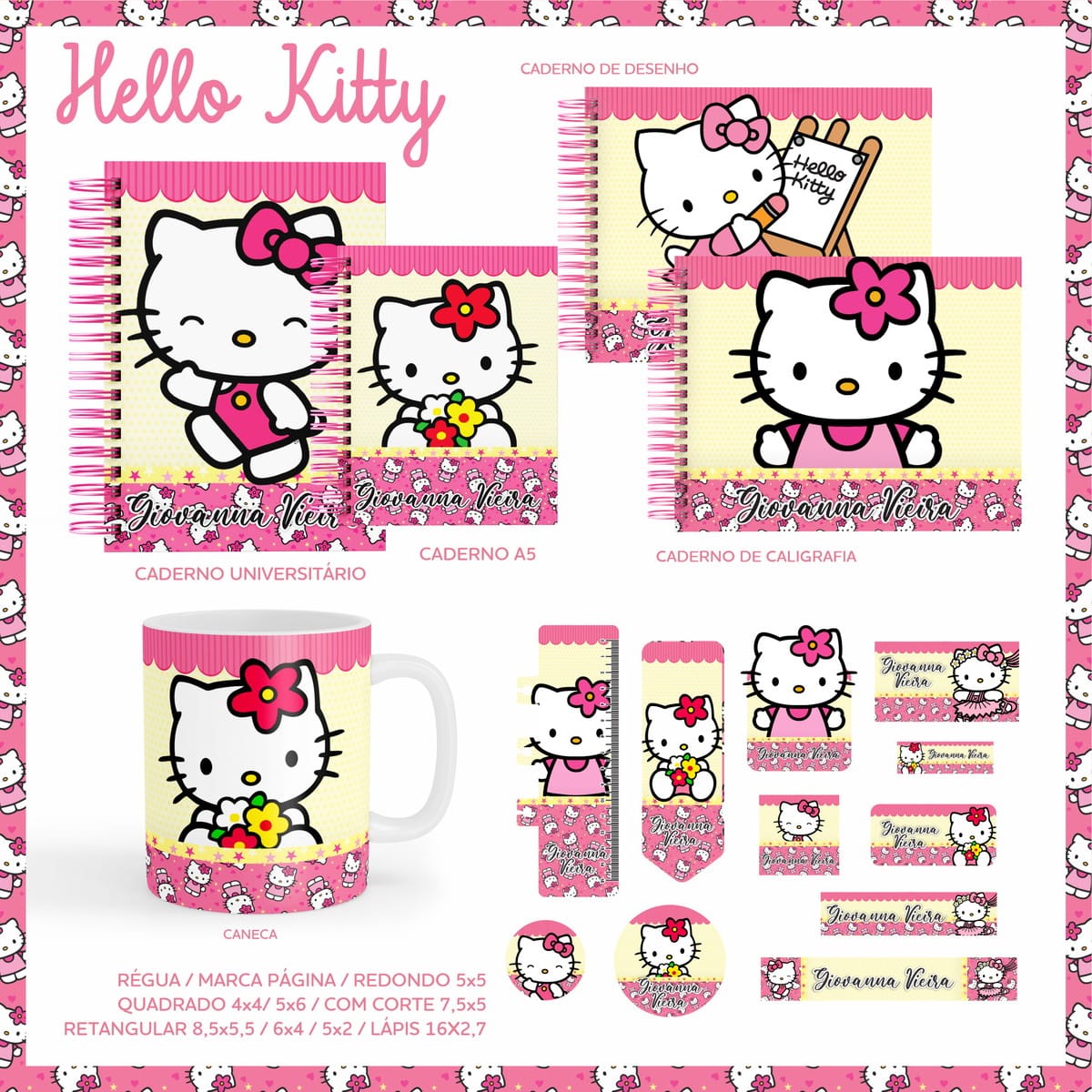 Encadernação Escolar Hello Kitty em Arquivo Digital 2 Encadernação Escolar Hello Kitty em Arquivo Digital - Imagem 2