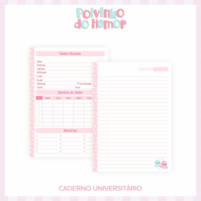 Encadernação Escolar Polvo do Humor Menina