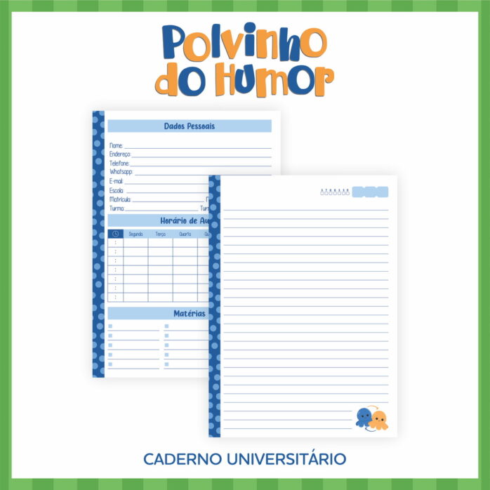 Encadernação Escolar Polvo do Humor Menino