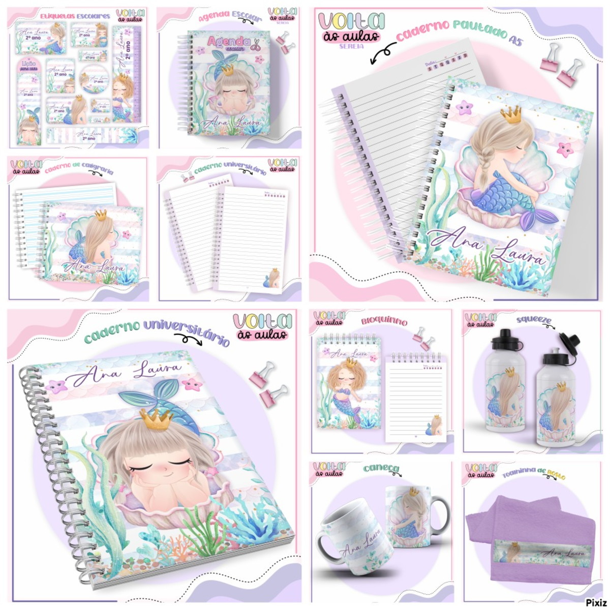 Kit Encadernação Escolar Sereia Digital Ana Laura 2 Kit Encadernação Escolar Sereia Digital Ana Laura - Imagem 2