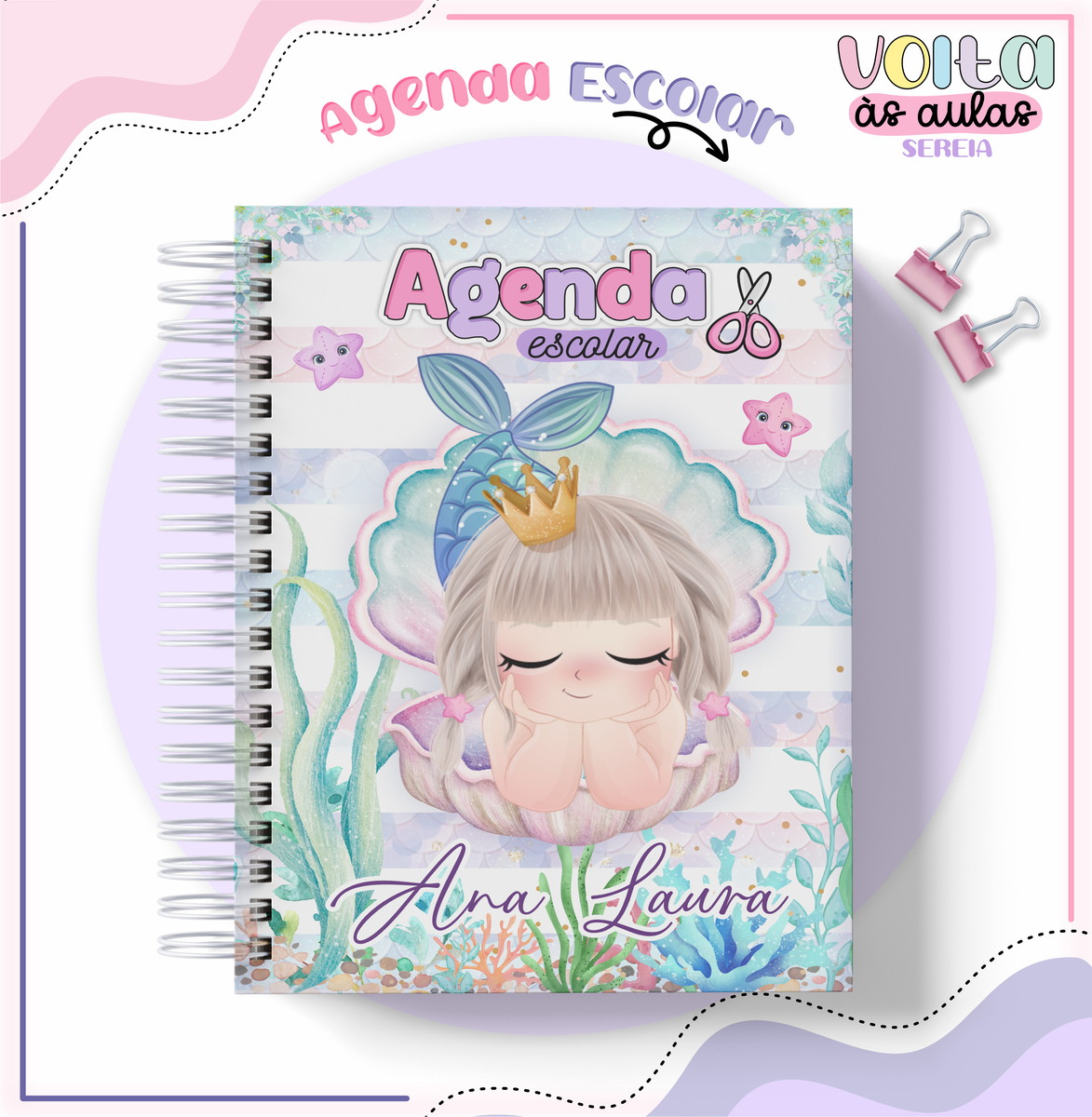 Kit Encadernação Escolar Sereia Digital Ana Laura 4 Kit Encadernação Escolar Sereia Digital Ana Laura - Imagem 4