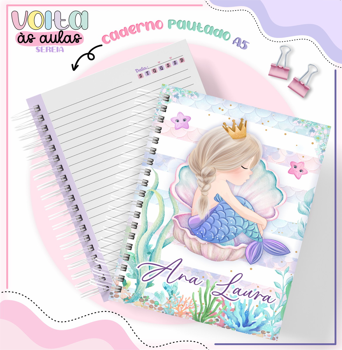 Kit Encadernação Escolar Sereia Digital Ana Laura 1 Kit Encadernação Escolar Sereia Digital Ana Laura