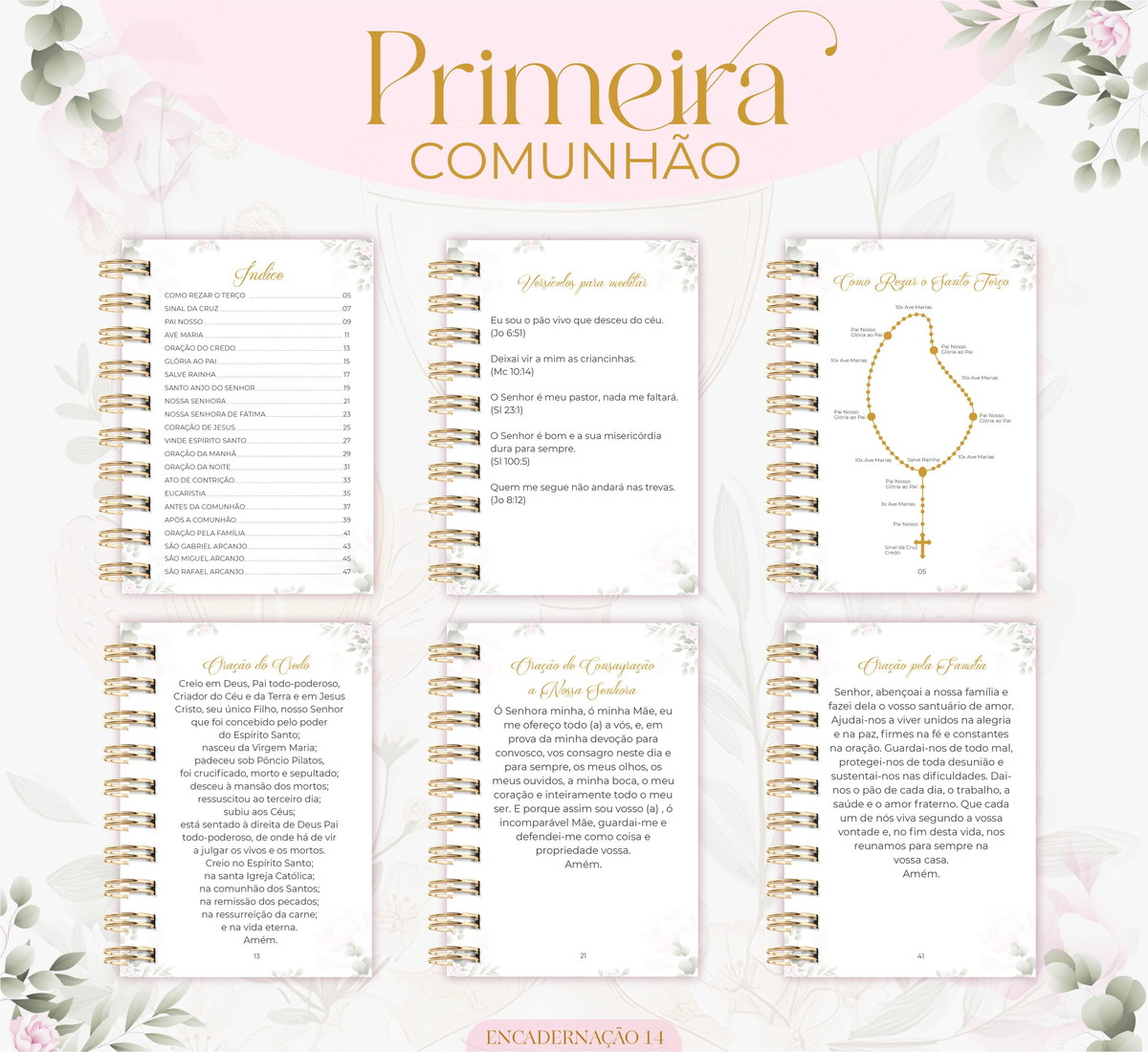 Encadernação Primeira Comunhão Menina Kit Digital Completo 2 Encadernação Primeira Comunhão Menina Kit Digital Completo - Imagem 2
