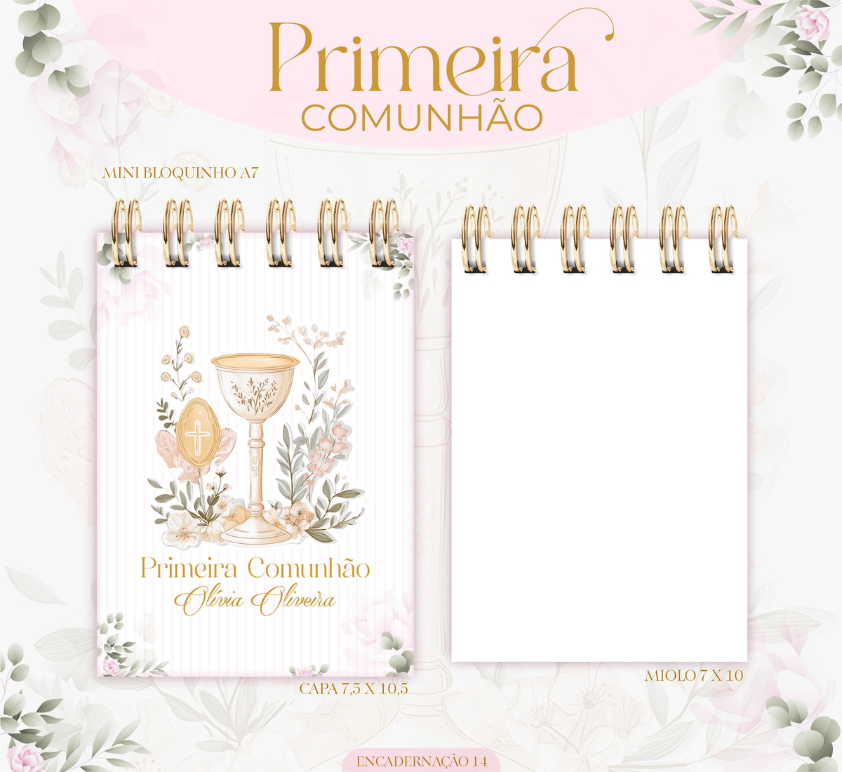 Encadernação Primeira Comunhão Menina Kit Digital Completo 3 Encadernação Primeira Comunhão Menina Kit Digital Completo - Imagem 3