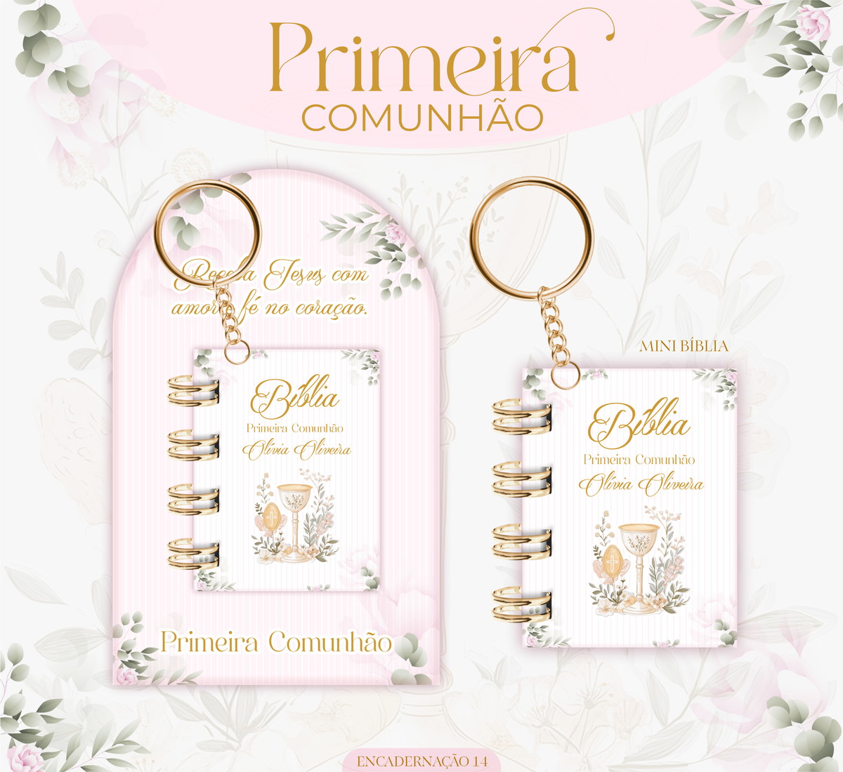 Encadernação Primeira Comunhão Menina Kit Digital Completo 5 Encadernação Primeira Comunhão Menina Kit Digital Completo - Imagem 5