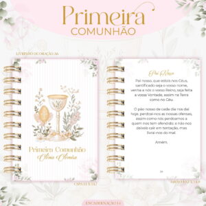 Encadernação Primeira Comunhão Menina Kit Digital Completo 4 encadernacao primeira comunhao menina arquivo digital 6